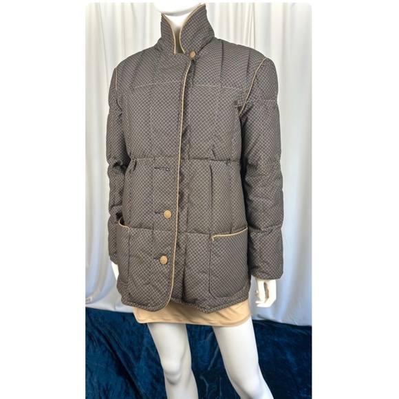 Vintage ‘Bill Blass’ Down Filled Brown Check Short Puffer - Winter Coat - S/M - Picture 8 of 10